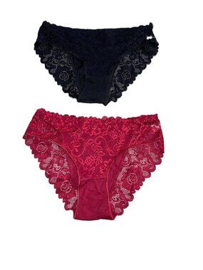 LACE Cotton Panties Black & Red Womens XXL – NEW